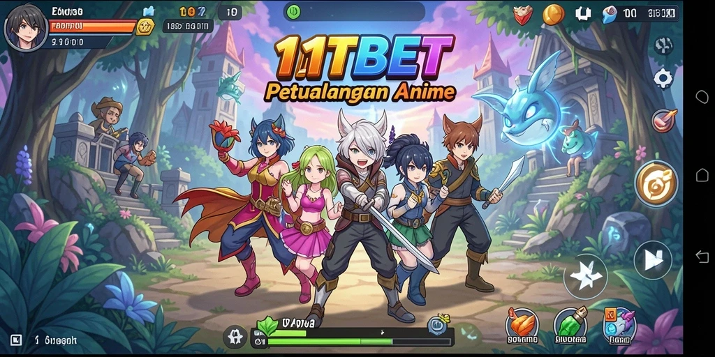 Gambaran utama gameplay 11TBET dengan karakter anime yang menakjubkan.