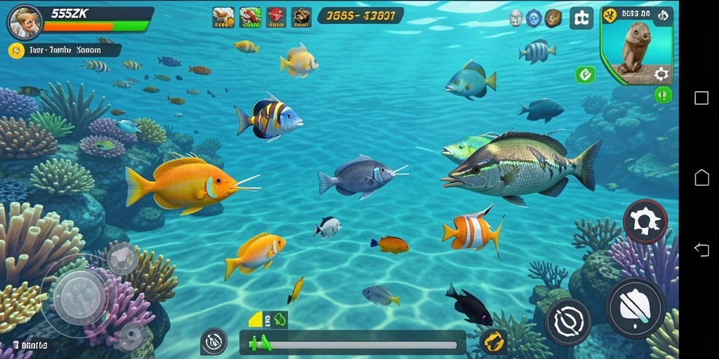 Tampilan gameplay seru dalam Tembak Ikan 555ZK.