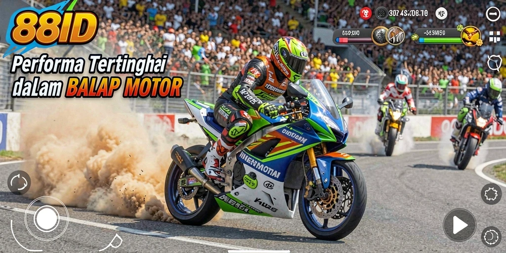 Gameplay mendebarkan dari balapan motor di 88ID.