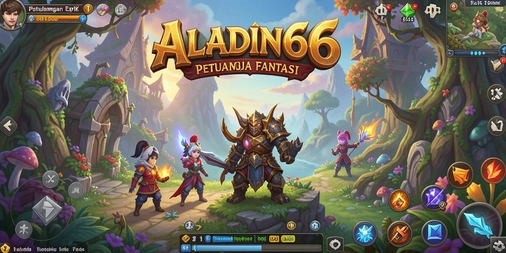 Screenshot gameplay menampilkan aksi berpetualang di dunia ALADIN66.