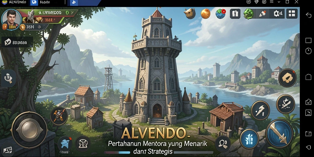 Tampilan gameplay strategi menara dalam ALVENDO yang mendebarkan.