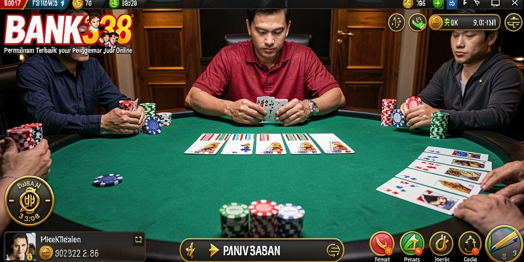 Tampilan visual menarik dari gameplay poker BANK338 yang seru.