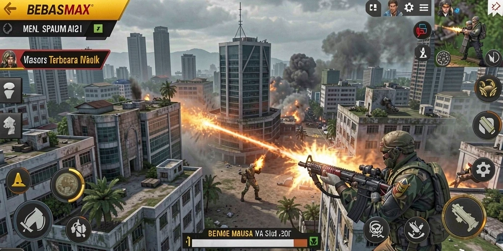 Tampilan gameplay seru dan strategi menara yang menantang.