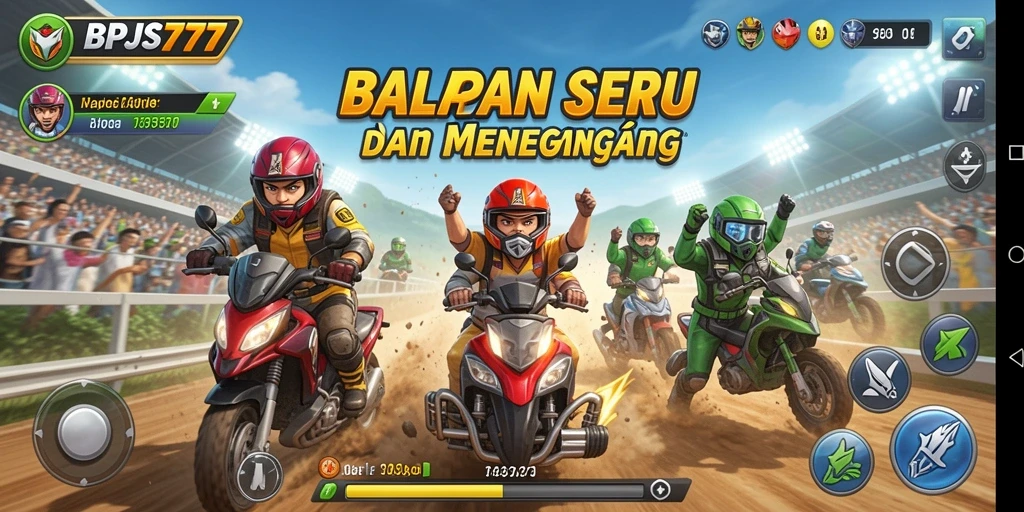 Tampilan aksi balapan yang mendebarkan dalam game BPJS777.