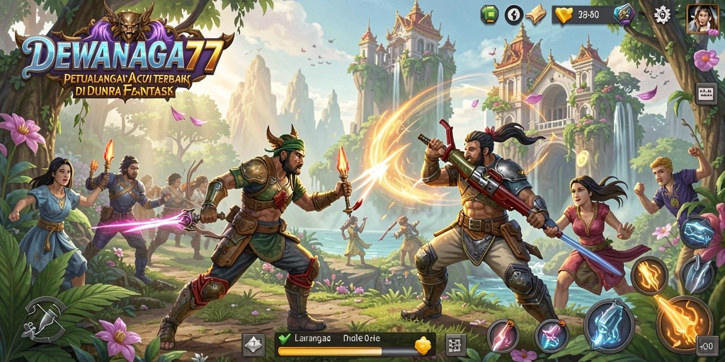 Tangkapan layar gameplay DEWANAGA77 menampilkan aksi seru di dunia fantasi.