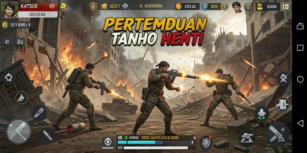 Screenshot KATSU5 menampilkan aksi pertempuran yang mendebarkan.