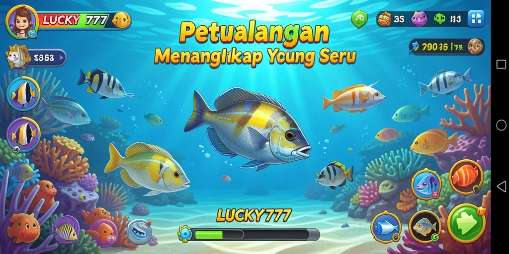 Tampilan gameplay LUCKY777 yang seru saat menangkap ikan.