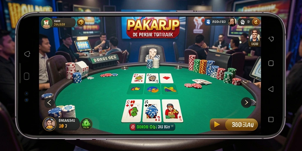 Screenshot gameplay PAKARJP menampilkan suasana penuh semangat bermain poker.