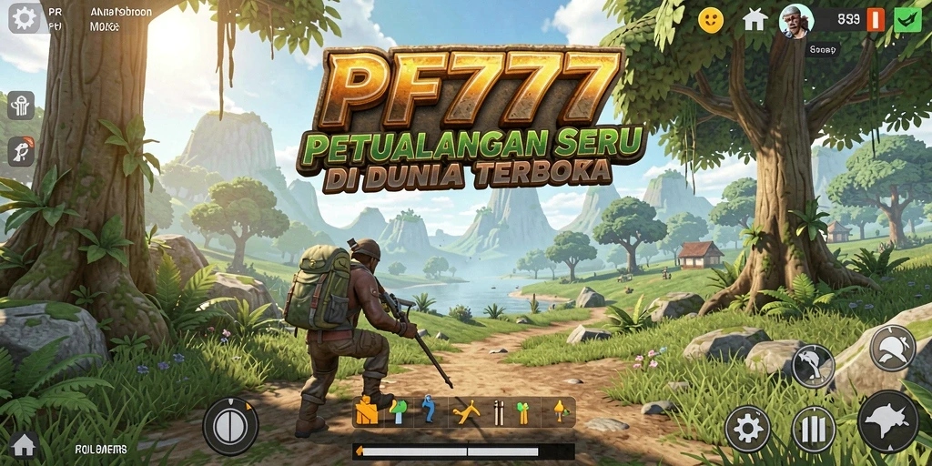 Screenshot gameplay PF777 yang menunjukkan petualangan di dunia terbuka.