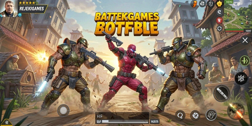 Gameplay seru dan intens dalam REJEKIGAMES Battle Royale.
