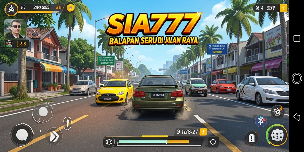 Tangkapan layar utama SIA777 menunjukkan aksi balapan yang mendebarkan.