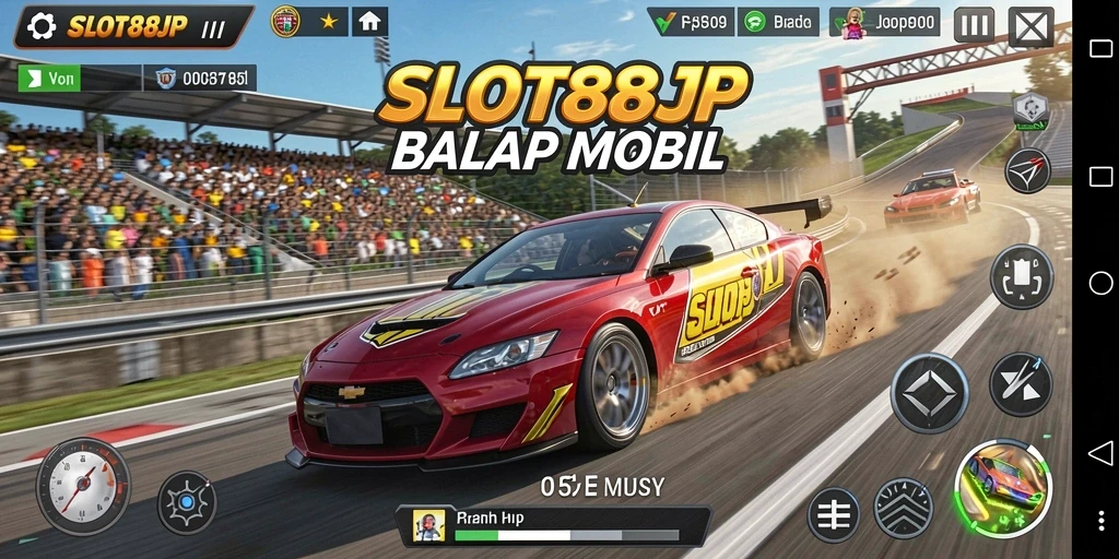 Tampilan gameplay balapan yang mendebarkan di SLOT88JP.