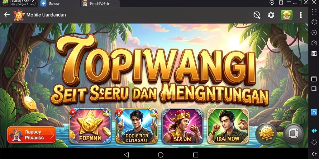 Screenshot gameplay menunjukkan kombinasi simbol berwarna cerah di slot.
